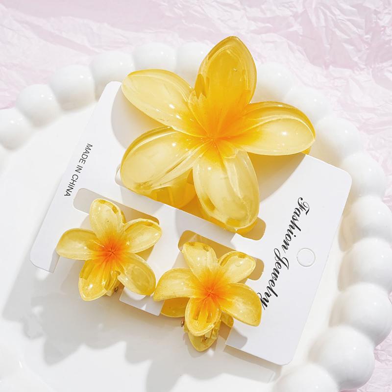 3Pcs/Set Sweet Flower Colroful Gradient Hair Claws Ponytail Cip Clamp Barrettes Hairpins For Women Girl Beach Hair Accessories