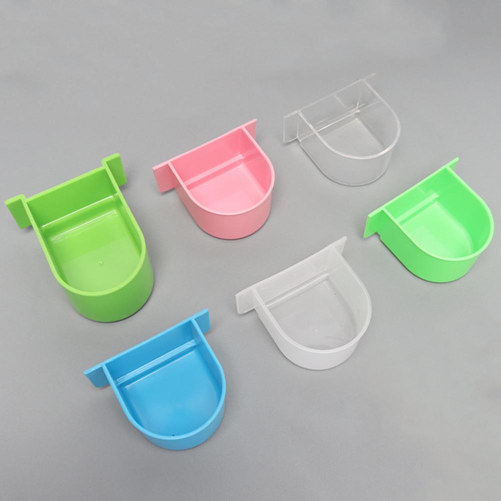 2Pcs Bird Cage Food Boxes Trough Parrot Feeder Hanging Plastic Feeding Cup Cage Food Water Bowl Bird Feeder Pet Accessories