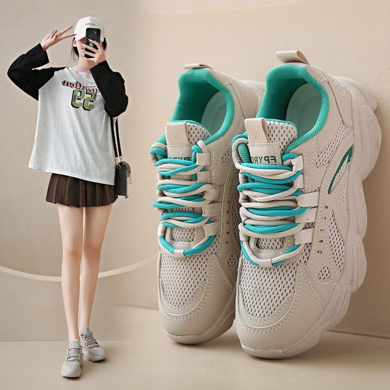 2025 Women Mesh Sneakers Lace-Up Canvas Sneakers Women Summer Platform Shoes Breathable Casual Women Sport Woman Designer Shoes