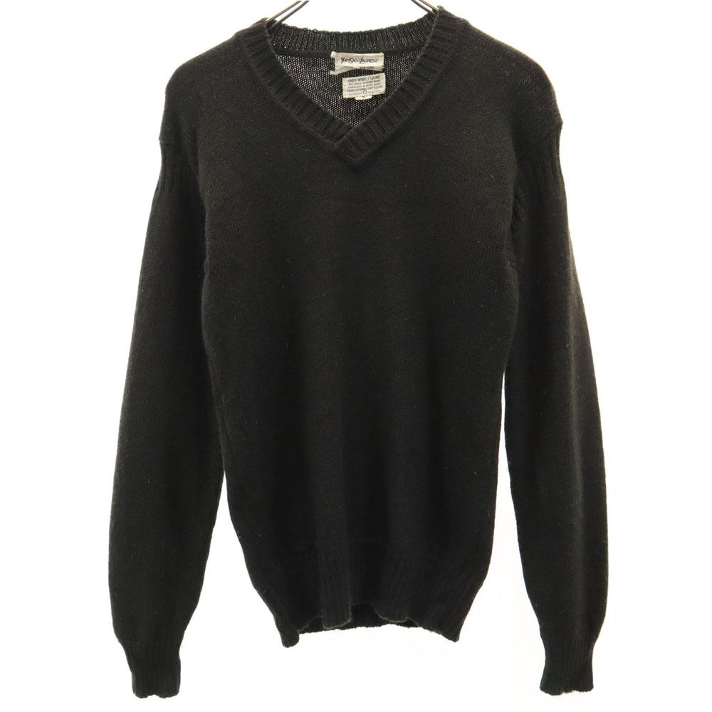 Yves Saint Laurent 80s Wool Vintage Long Sleeve V Neck Sweater S Knit Men's Used