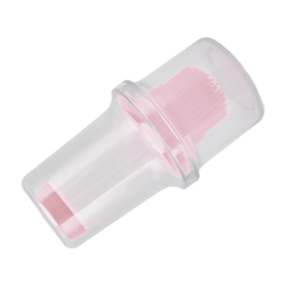 Pink Oil Brush Bottle Silicone+Plastic Lid Clear Transparent Squeeze Silicone Oil Brush  Cooking