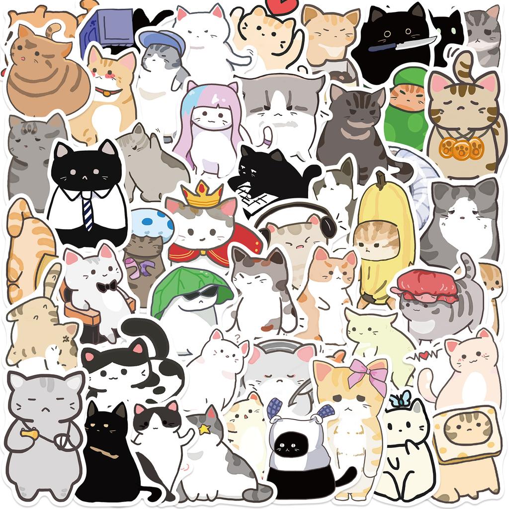 55 Q version cat meme emoticon pack graffiti stickers decorate guitar notebook suitcase DIY