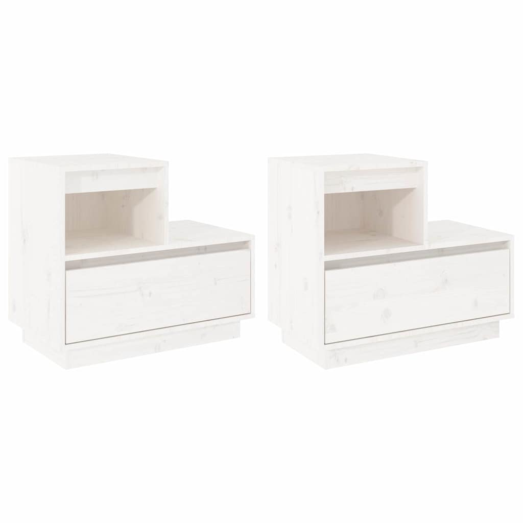 Nightstands 2 pcs White 60x34x51 cm Solid Pine Wood