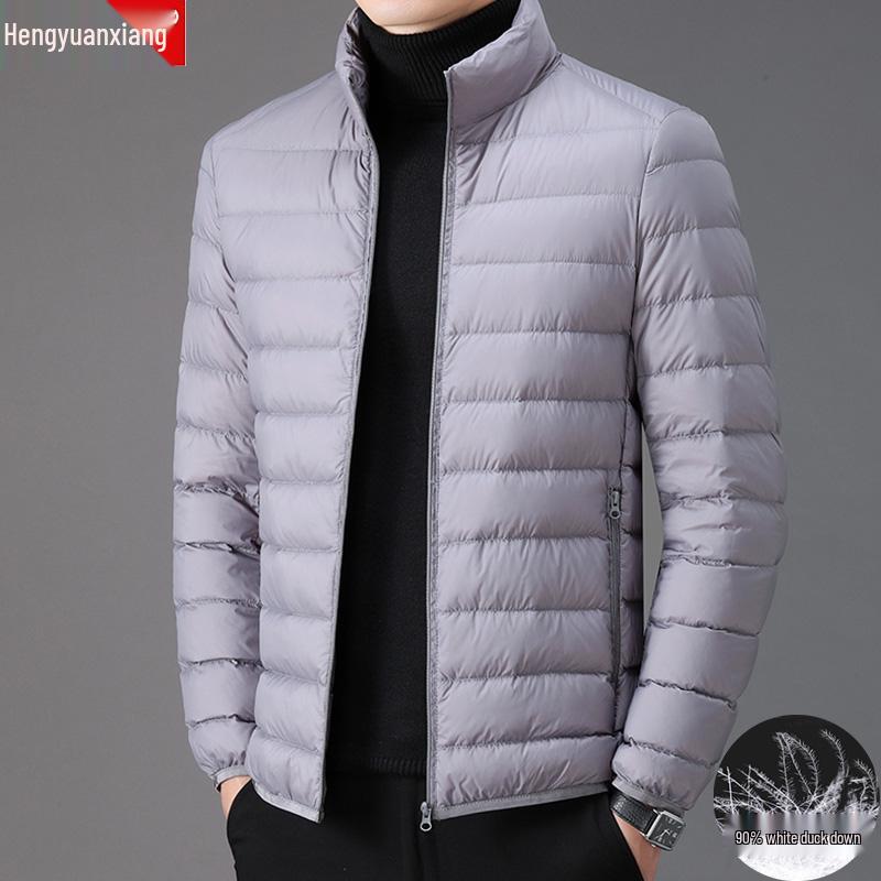 

Hengyuanxiang Men s 2025 Winter Ultralight Stand Collar Down Jacket - Pure Color & Warm M (170) сірий колір