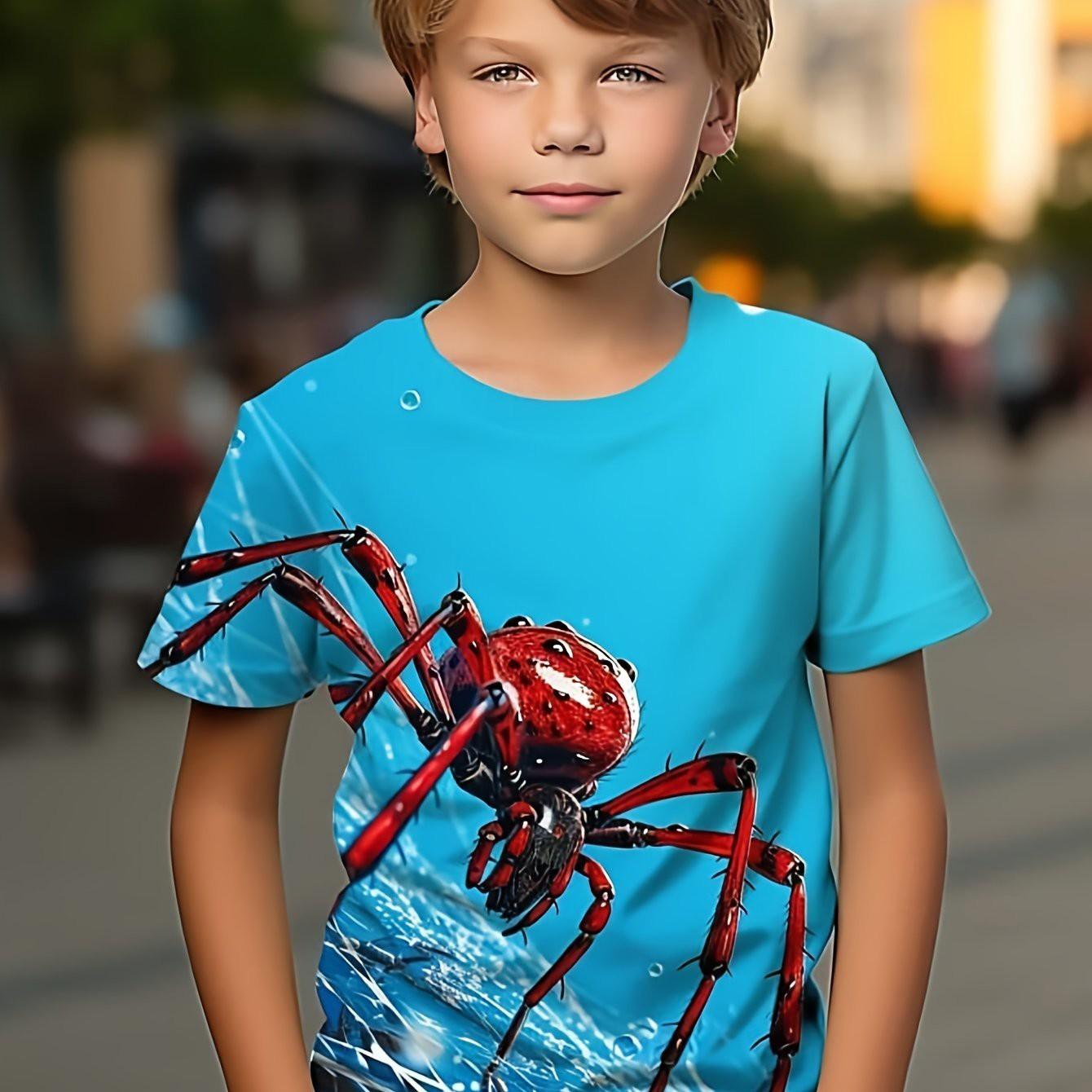 

Summer Round Neck 3D Fun Animal Pattern Printed Top Fashionable Casual Short Sleeved Children s Boy T-shirts 160