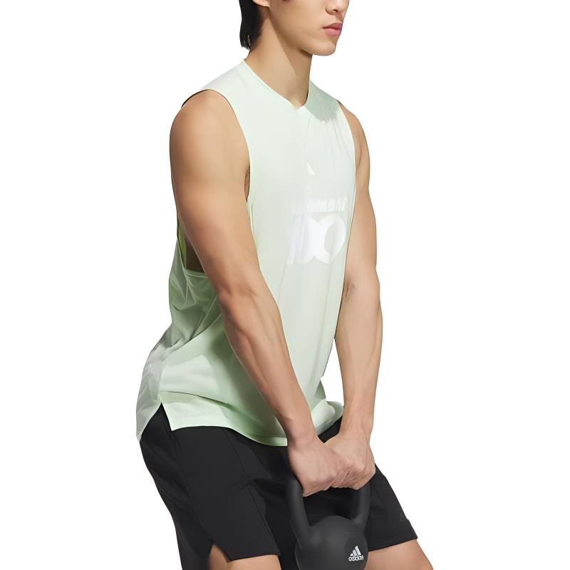 Adidas X Les Mills Collaboration Fw24 Round Neck Letter Number Comfortable Fashion Sleeveless Vest Unisex Tops Green JY3021