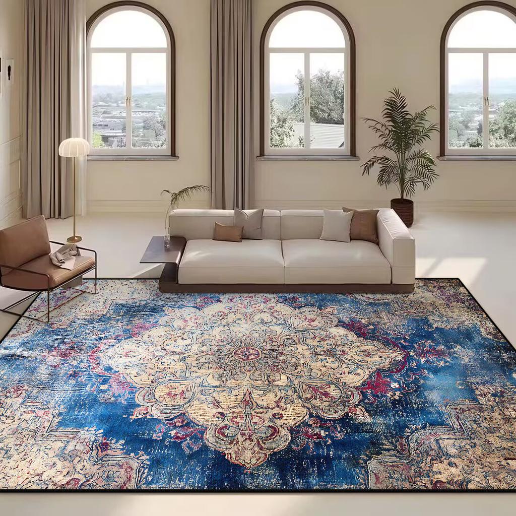 Vintage Persian High-end Carpet Living Room Sofa Washable Rug Home Luxury Decoration Large Bedroom Rug Non-slip Coffee Table Mat