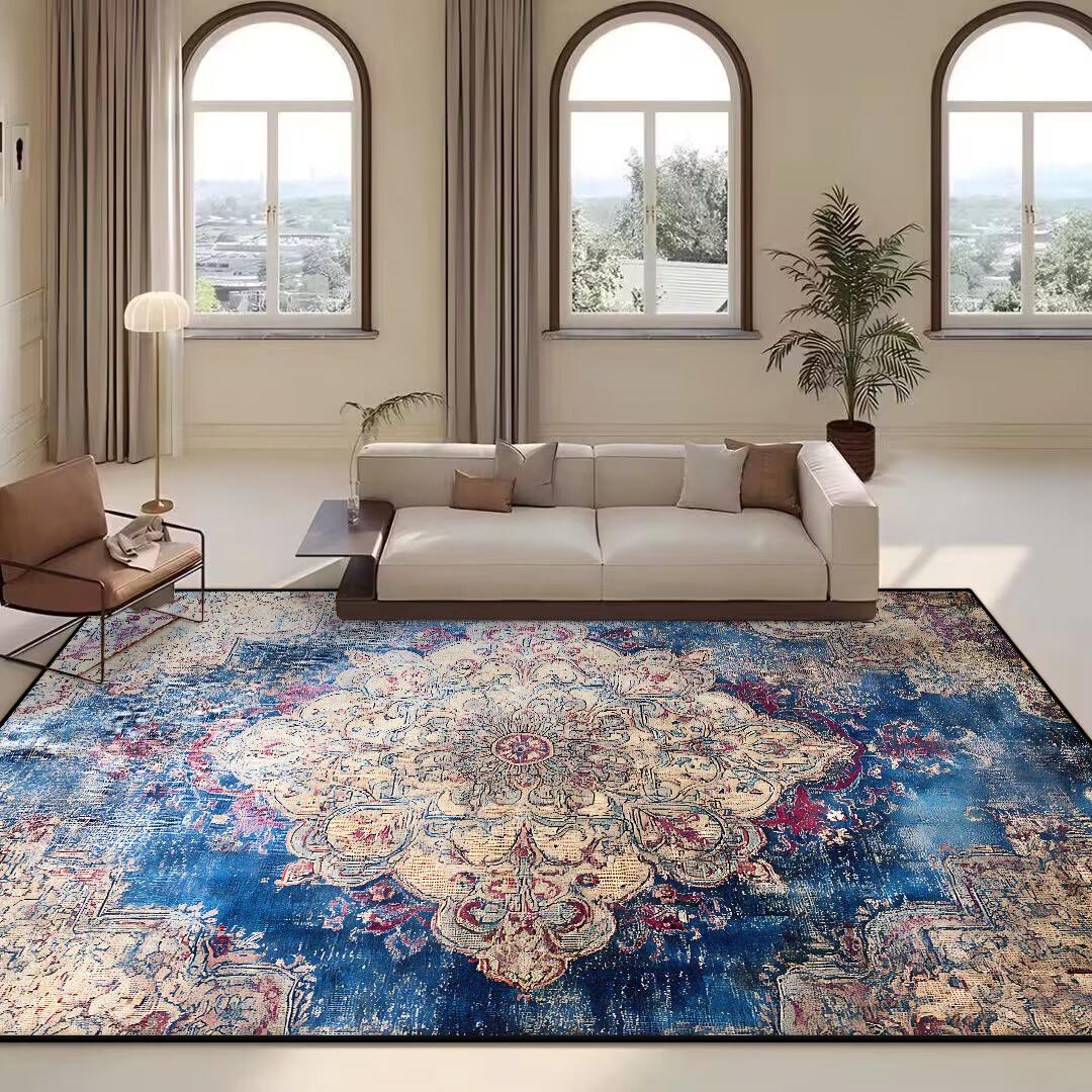 

Винтажный персидский моющийся ковер Роскошный декор для дома Нескользящий большой ковер для гостиной спальни коврика под диван журнальный столик 60x90cm