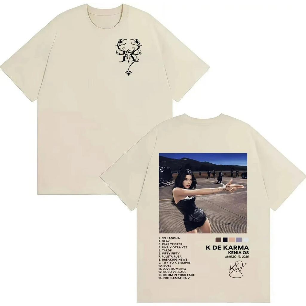 2026 Hot Singer Kenia Os Casual Style Tshrit Mens Women Trendy Music Comfort High Quality Summer Pure Cotton T-Shrit Streetwear