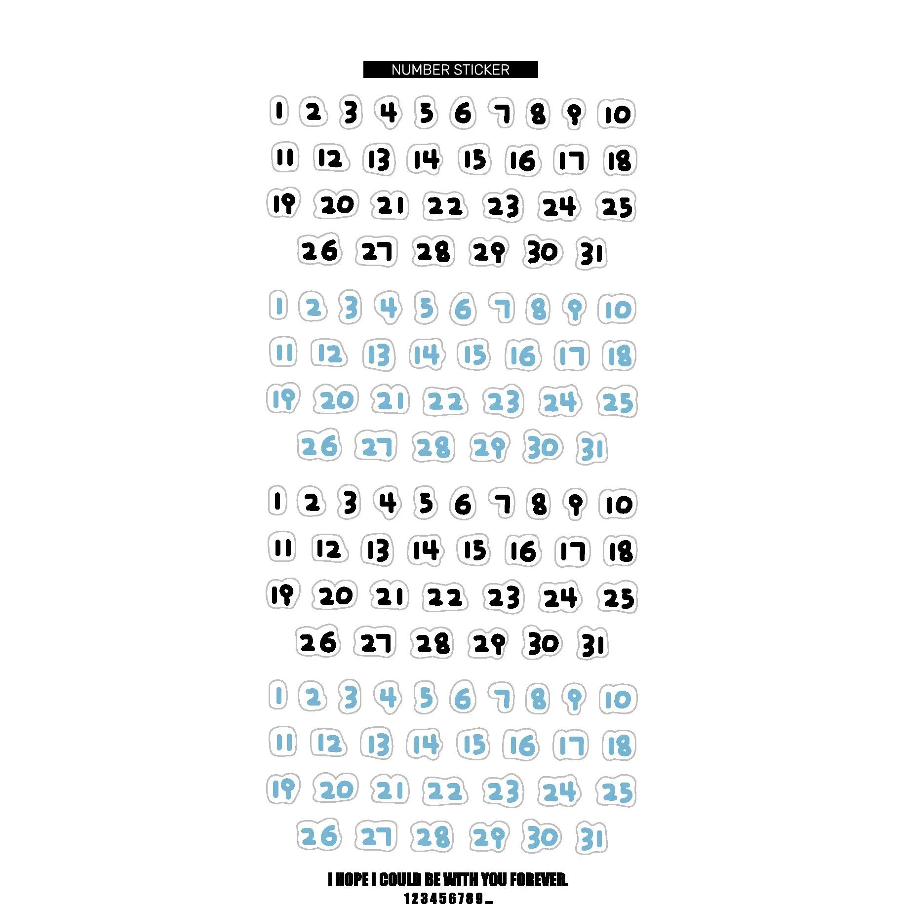 

1 шт. Милый мультяшный детский шрифт № 1~31 наклейки с цифрами календарь планировщик скрапбукинг журнал ежемесячный день ежедневный этикетка времени украшение