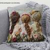 Three Girls Floral Pillow Cover 2D Embroidered Print Boho Friendship Wildflower Cushion Case For Sofa Bed Couch