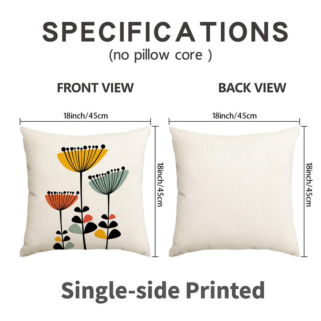 1/4Pcs Floral And Plant Printed Pillow Cover, Bohemian Room Living Room Sofa Decoration Cushion Cover (Without Pillow Core)