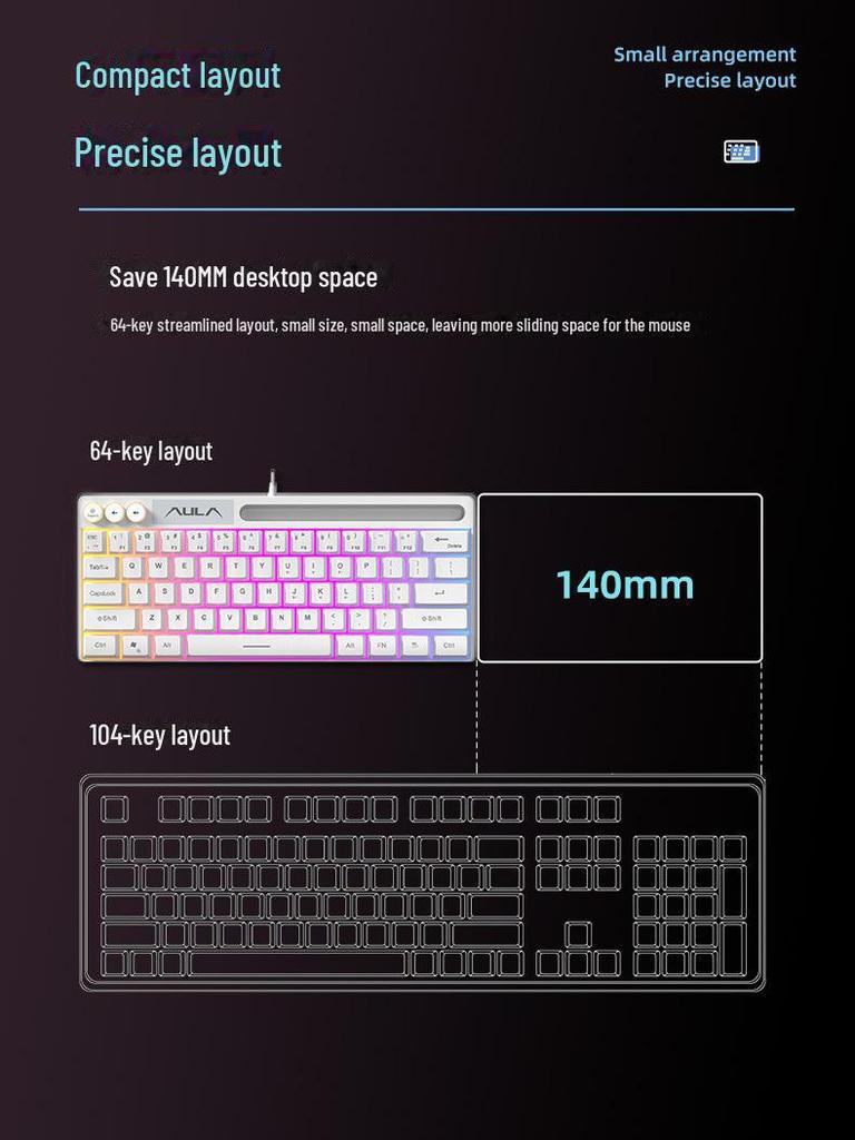 AULA Wolf Spider F3061 Mini 61-Tasten RGB Kabelgebundene Tastatur
