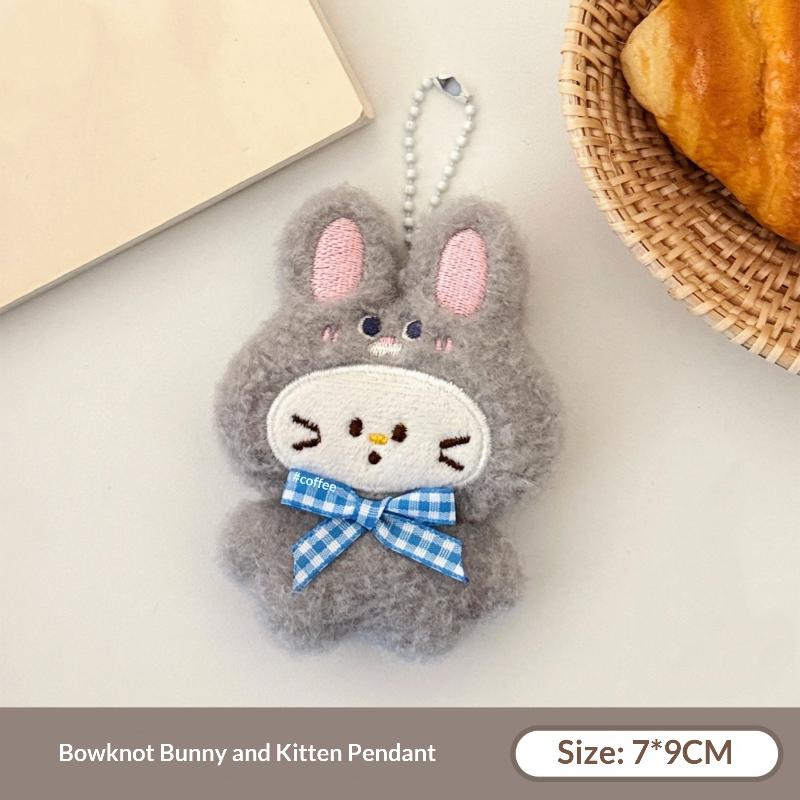 Cute Cartoon Small Animal Plush Keychain Kawaii Fox Rabbit Stuffed Doll Pendant Backpack Decoration Pendant Accessories Gift