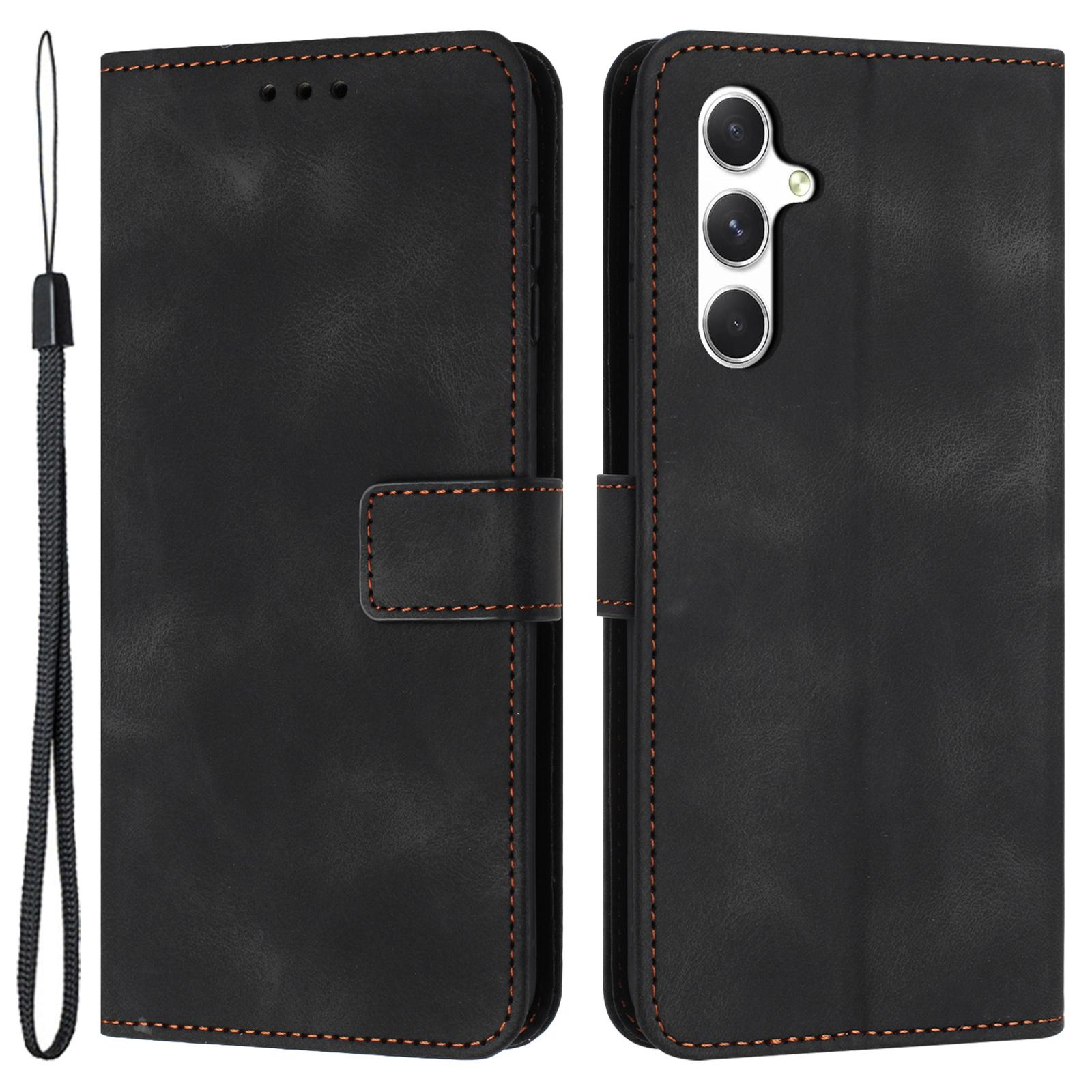 

For Samsung Galaxy A17 5G Case Solid Color Leather Wallet Protective Phone Cover Black