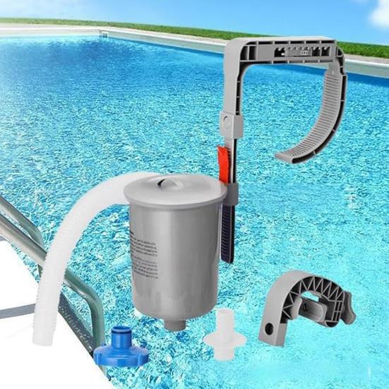 Plovoucí automatický skimmer na hladinu bazénu nástěnný skimmer s nastavitelným držákem vyjímatelný skimmerový koš na nečistoty pro nadzemní bazén