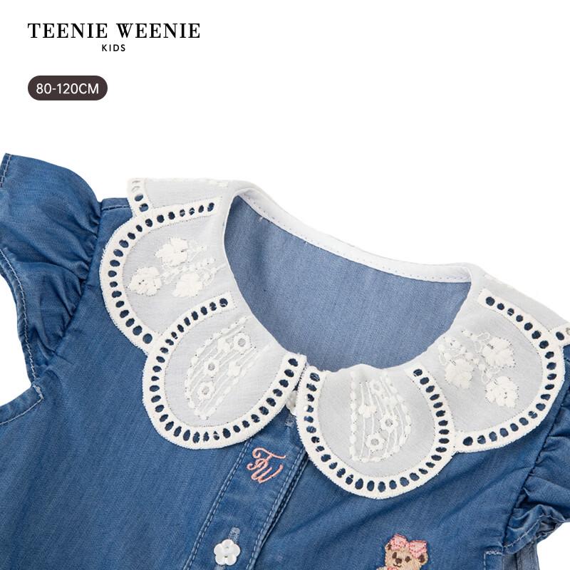 Teenie Weenie Kids Girl's Petal Collar Fly Sleeve Denim Dress