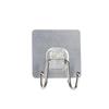 Stainless Steel Punch-Free Double Hook - Adhesive Wall Mount for Kitchen and Bathroom.