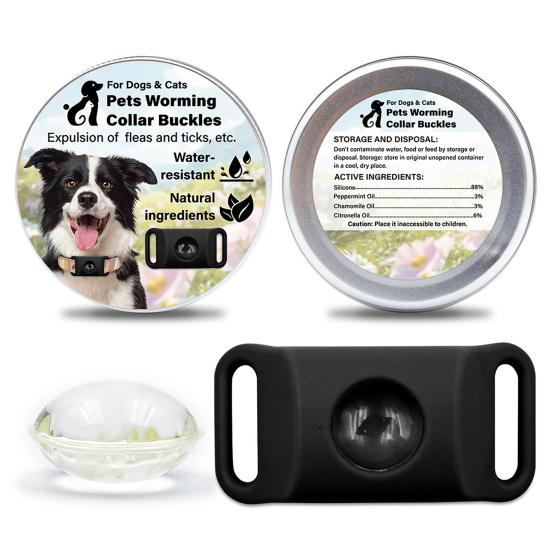 Flea Prevention Tag for Dogs Natural Ingredients Tick Repellent Tag Waterproof Collar Tag with 2 Refills Adjustable for Small Medium And Large Dogs