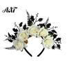 Comfortable Gothic Headwear for Girls Halloween Rose Headband, Flower Leaf Crown Hair Hoops Bands, Elegant Style Headband Headpiece Hairband