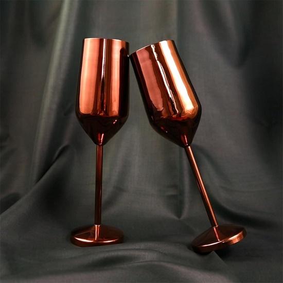 Glass Set of 2-200ml | Stainless Steel Wine Flutes Glasses | Bar Accessories Non-Toxic & Anti-Tarnish Gift