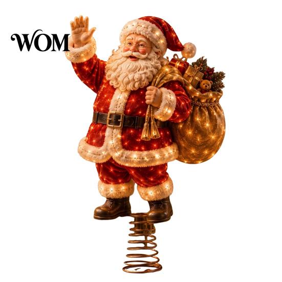 Uniek Winter Huis Ornament Verlichte Kerstboom Topper, Verlichte Kerstman Peperkoek Notenkraker Boomtop Warm Wit LED Topper met