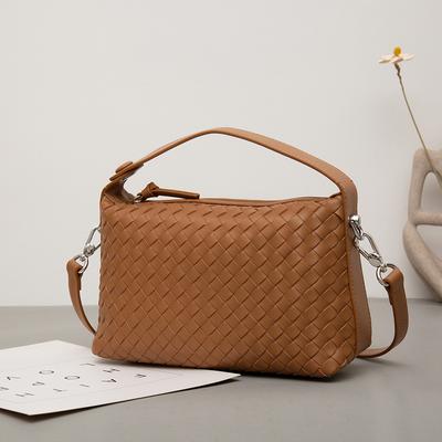 Cowhide Niche Handbag Woven Pillow Bag Genuine Leather Women'S Bag Dumpling Bag Single Shoulder Messenger Bag Bag Bag