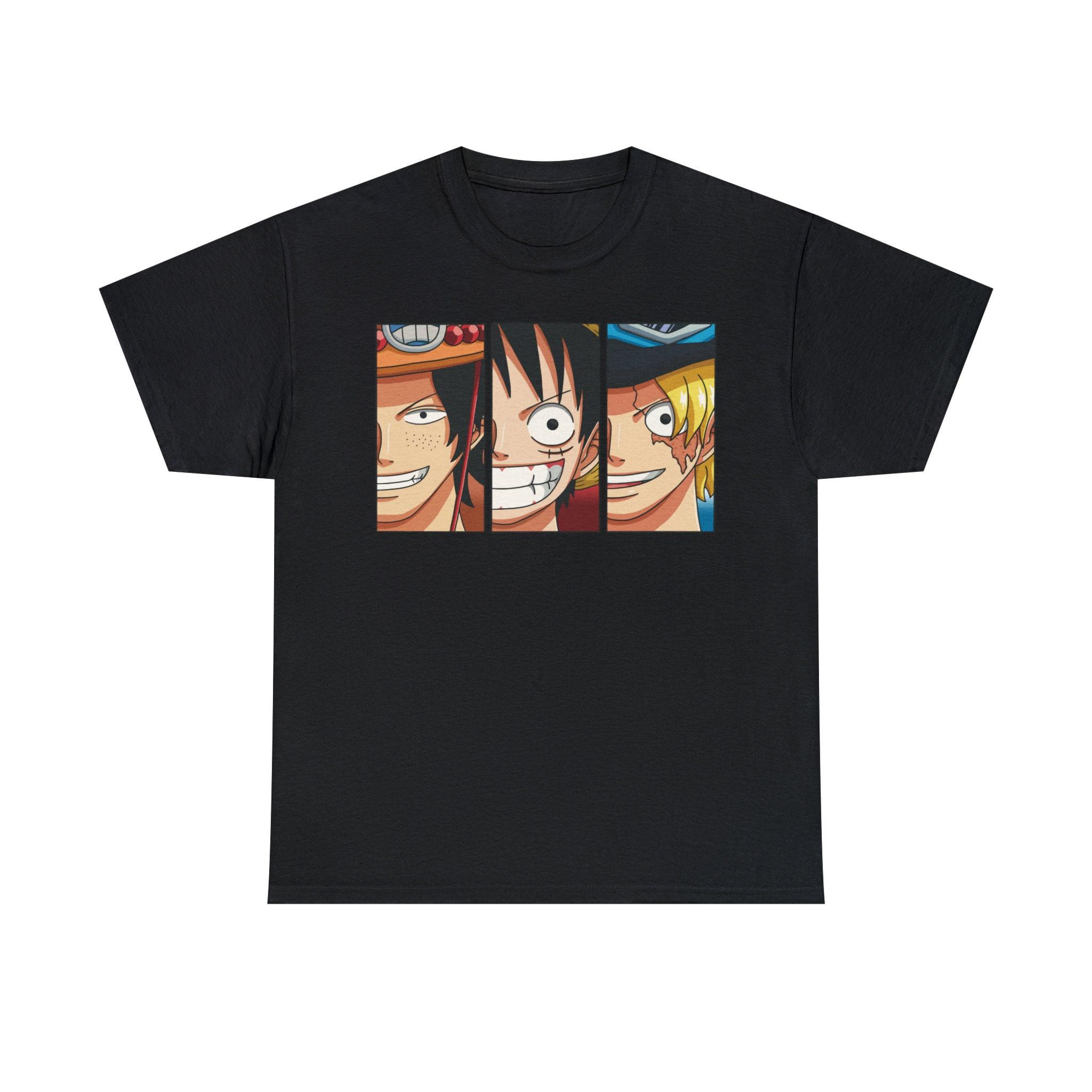 Luffy One Piece Unisexga Shirt Straw Hat Pirates Anime Shirt Luffy Brothers Mugiwara Japanese Unisex Tee M