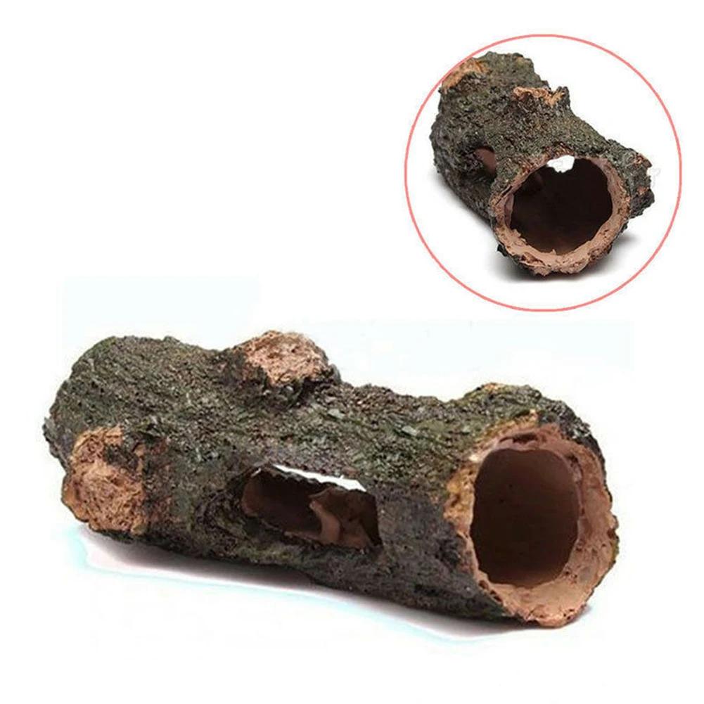 Aquarium Hollow Tree Tunnel Cave Ornament Shrimp Turtle Hiding Shelter Pool Lake Pond Fish Tank Decoration Accessories