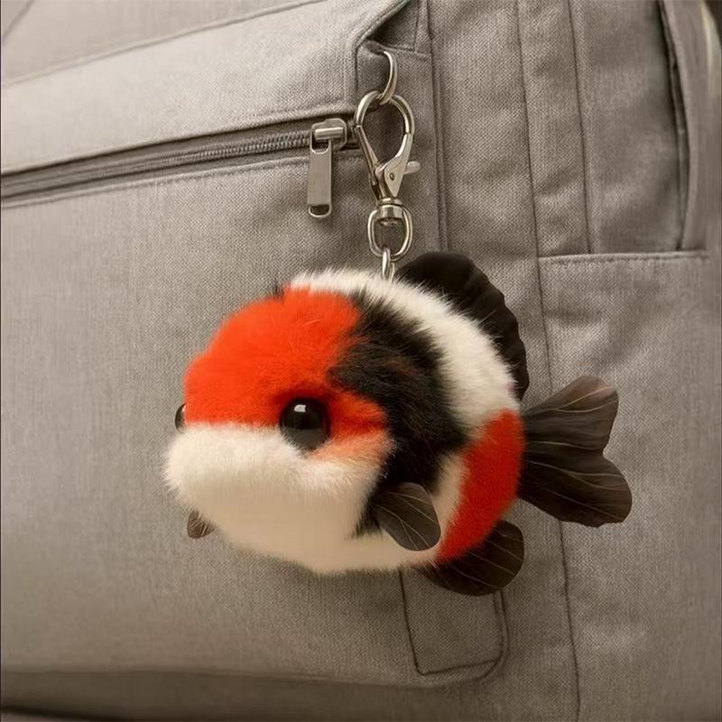 Glücklicher Koi-Fisch Geschenk für beste Freundin:Niedlicher Plüsch-Koi-Fisch-Schlüsselanhänger/Rucksack-Ornament