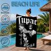 Custom Name Rap Legends Collage Heart In Space Adventure Microfiber Beach Towel, Lightweight for Summer Travel, Swimming Pool Fan Gift