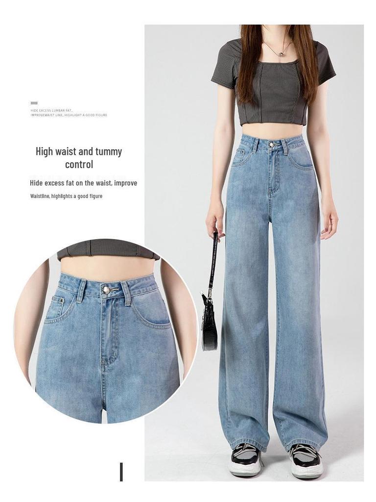 Petite High Waist Wide Leg Jeans - Slimming, Versatile, Floor-Length Korean Style for Women Plus Size
