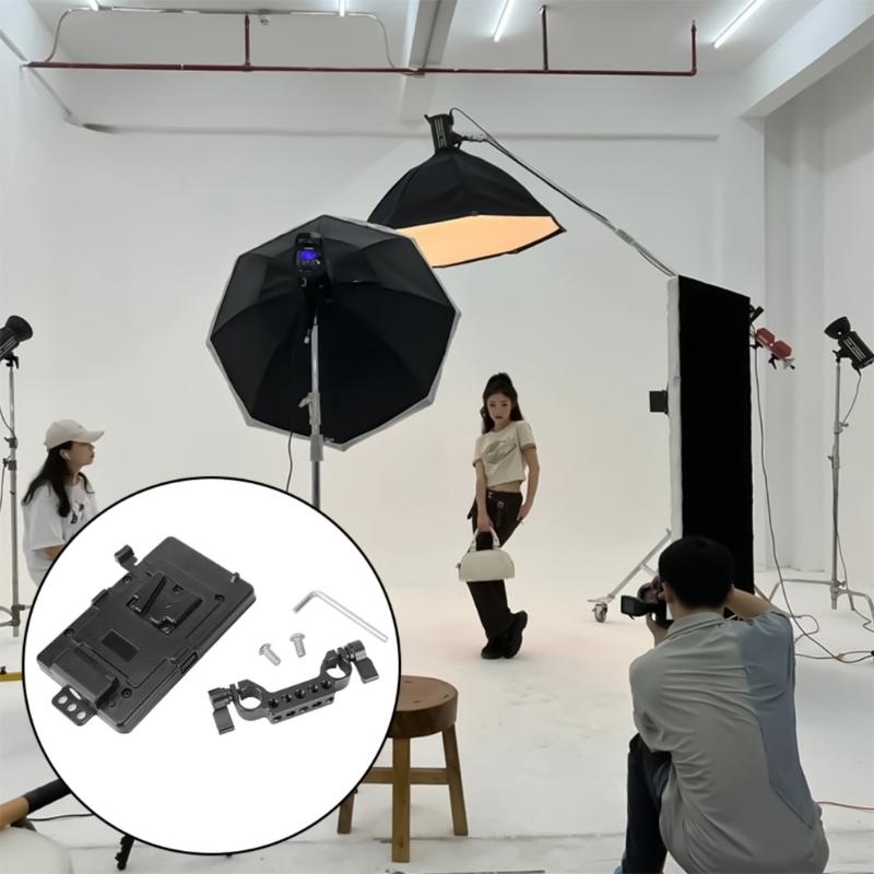Aluminum Alloy 15MM Pipe Clamp With Battery Backboard Plate For V Mount Battery Plate In Photography And Videography