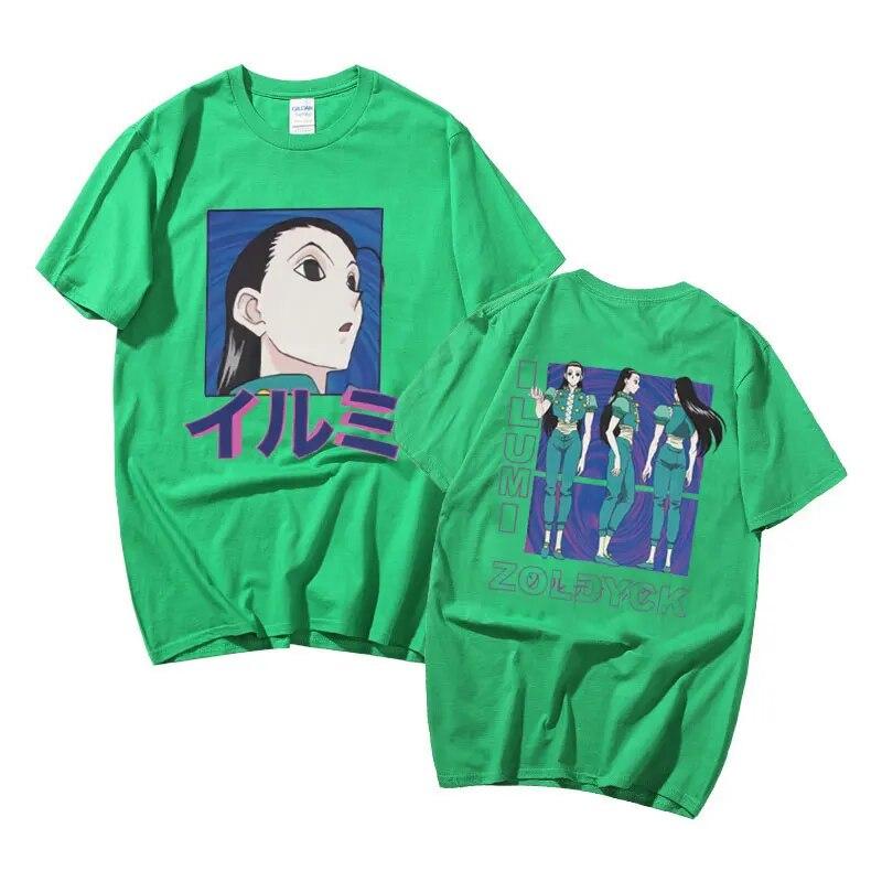 90s Anime Hunter X Hunter Double Sided Print Tshirt Unisexga Unisex Women Fashion Oversized T-shirts Illumi Zoldyck Graphic T Shirt