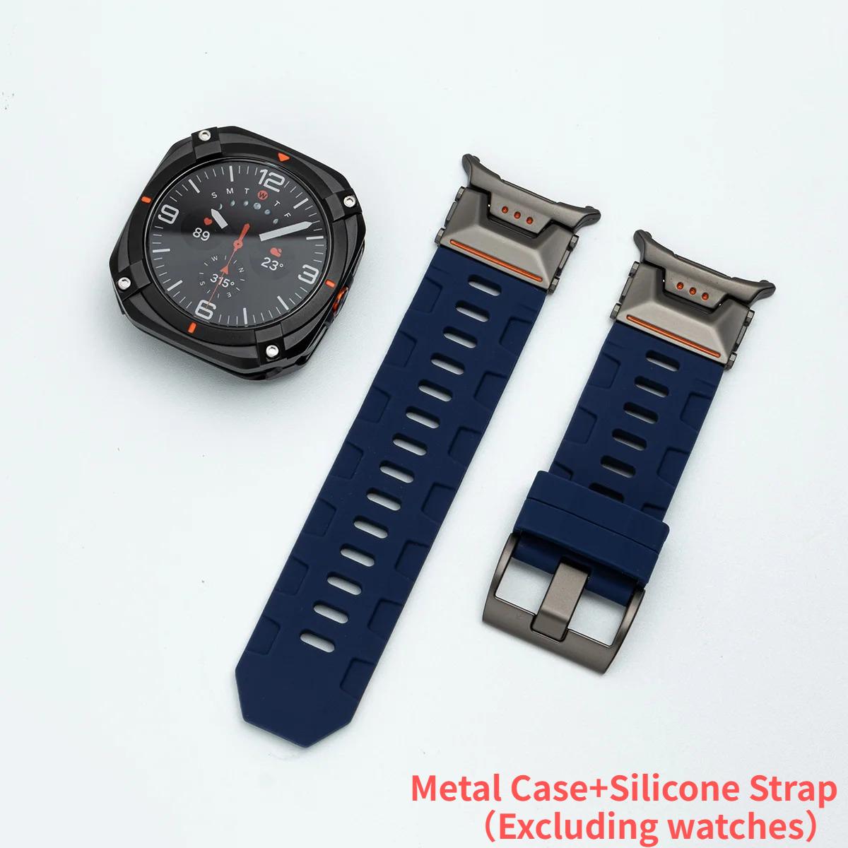

Чехол+Ремешок 2-в-1 для Samsung Galaxy Watch Ultra 47mm Спортивный браслет для Galaxy Watch Ultra 2025 Металлический защитный чехол Galaxy 8 Ultra 2025