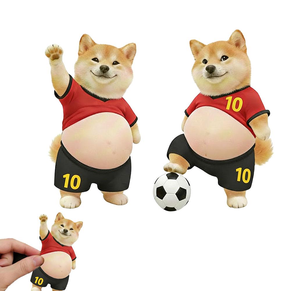 2Pcs 3D Shiba Inu Dog Belly Pinching Stickers Creative Cartoon Stress Relief Stickers Decoration For Phone Notebook Gifts