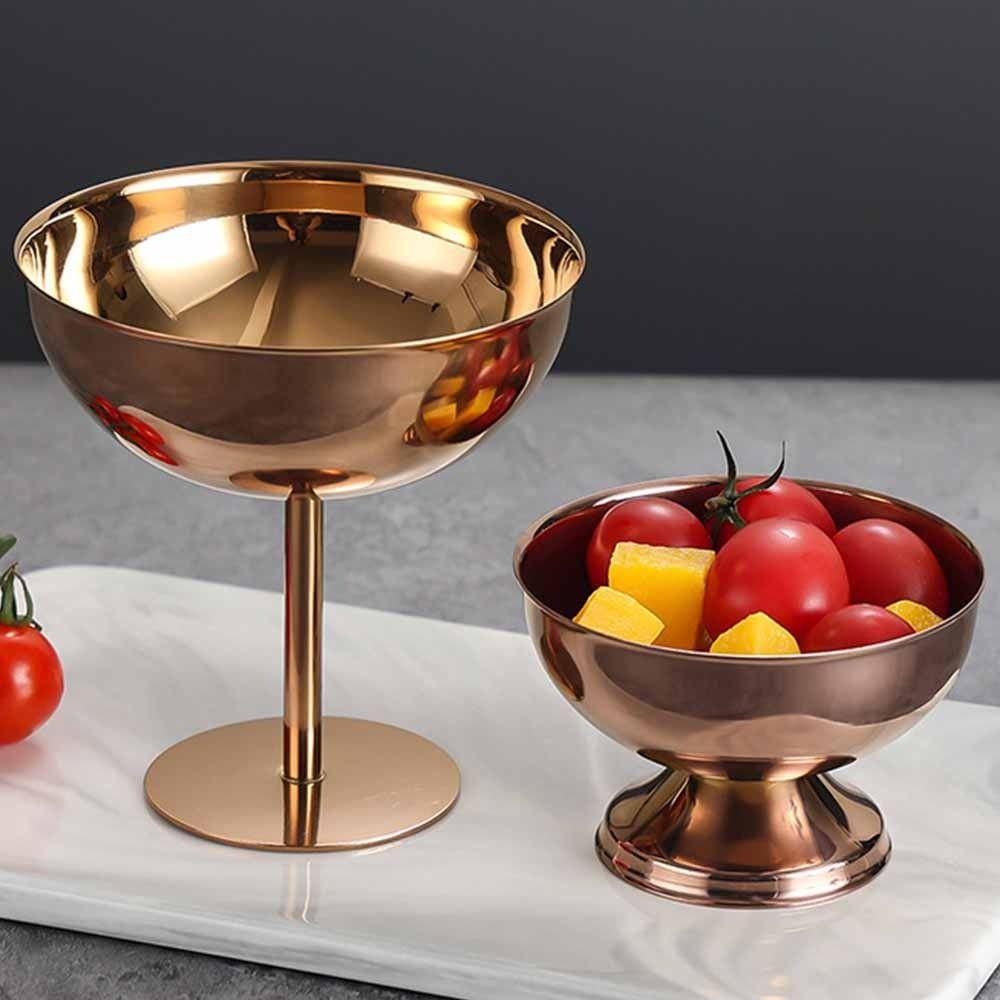 Food Grade Ice Cream Cup Stainless Steel Pudding Dessert Bowl Stemmed Fruit Plate Bar Tableware