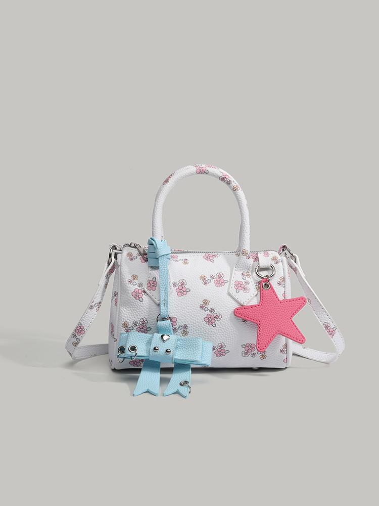 

Star Same Floral Handheld Boston Bag 2025 New Bow Girl Versatile Commuter Shoulder Crossbody Bag