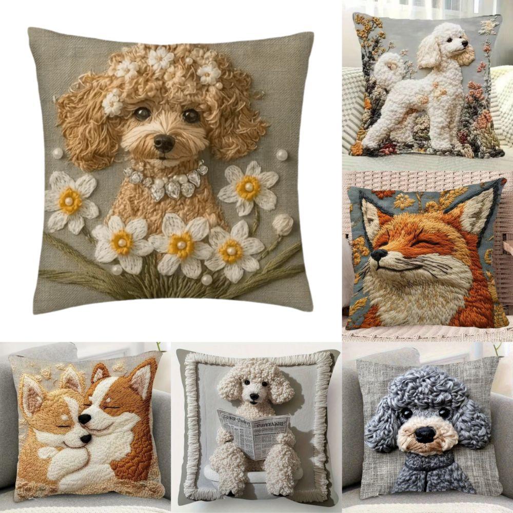 New Super Soft Pillowcase 2D Pattern Simulated Embroidery Cushion Cover 45x45 Cute Animals Pillow Case Home Decor