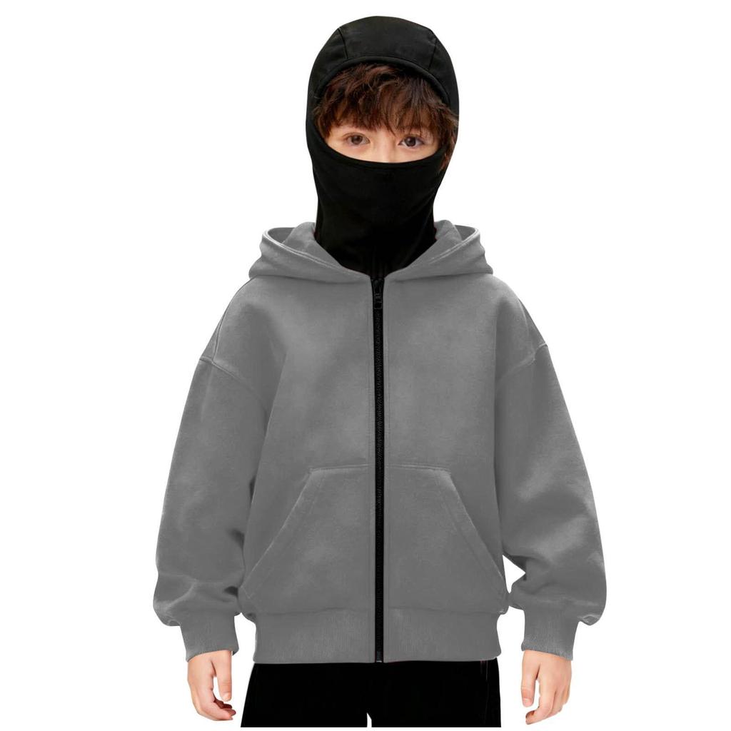 Unisex Kinder Doppel-Lagen Kapuzen-Reißverschlussjacke - Frühling & Herbst Lockerer Streetwear