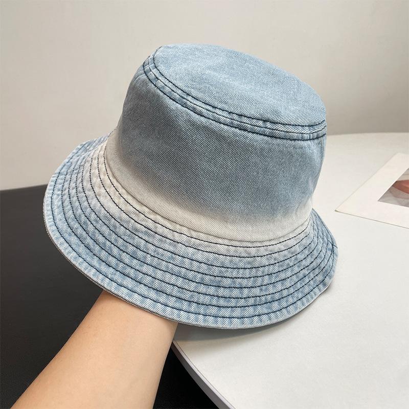 

Contrast color washed denim bucket hat women s new versatile washbasin hat outdoor sun protection hat