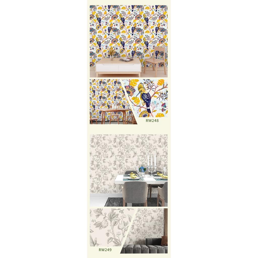 Samolepicí tapety na pozadí obývacího pokoje a ložnice (Květiny a ptáci zelená rostlina)