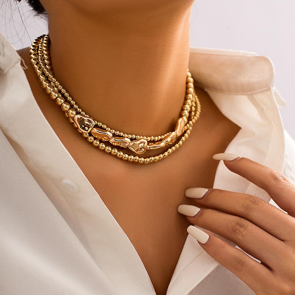 Accessories, Retro Imitation Pearls Stacked With Baroque Necklaces, Niche Round Bead Chains, Versatile Necklaces For Women