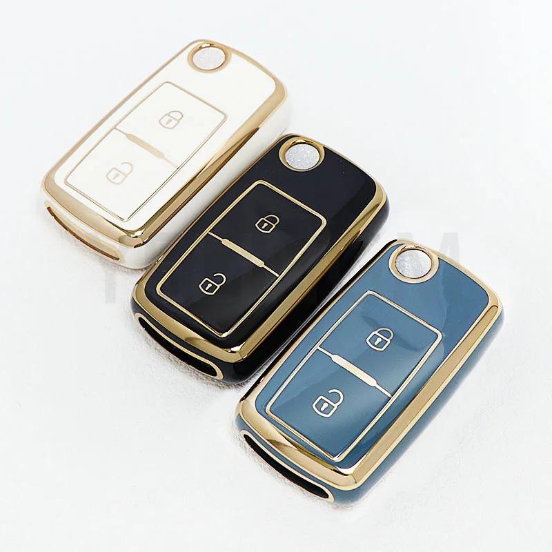 Auto For Vw Amarok Polo Golf Mk4 Bora Jetta Altea For Seat For Skoda Octavia Fabia 2 Button Tpu Car Key Case Cover Protection