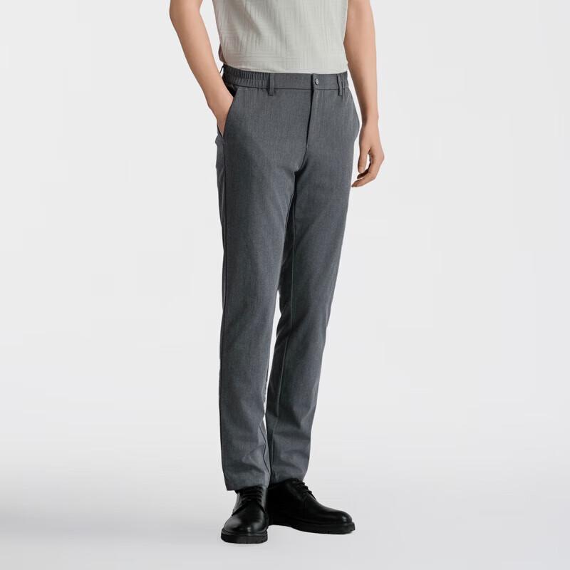 K-Boxing Men's Wool Blend Solid Straight Business Casual Pants