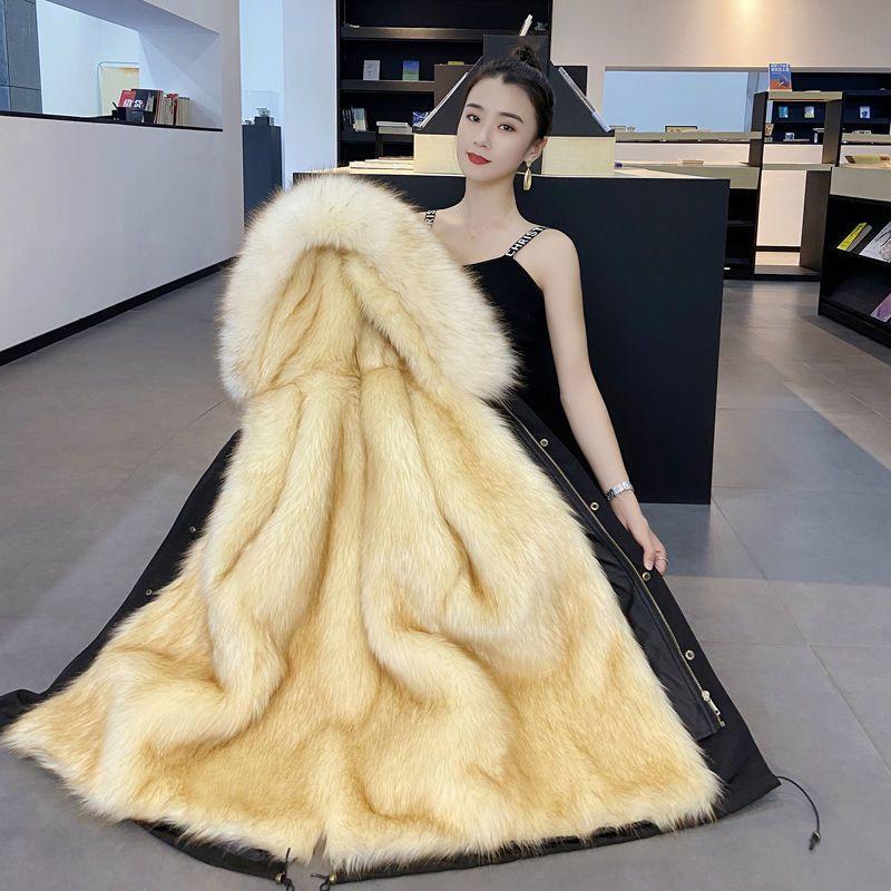 New Pie Overcome Female Mink Hair Thickened Liner Fur Large Size Jacket Detachable Pie Overcome Coat Medium and Long