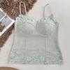 Spicy Girl Style French Style Lace Camisole Sleeveless Fishbone Lace Corset Slim Fit Flower Suspender Vest Spring Summer
