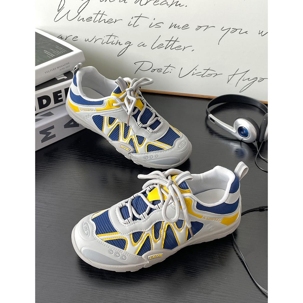 Mesh breathable color matching dad shoes girl 2025 new summer mesh breathable German training shoes sports and leisure Forrest Gump shoes