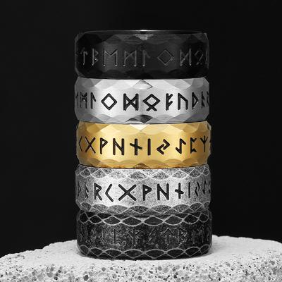 Vintage Nordische Wikinger Runen Edelstahl Damen Herren Ringe Punk Einfach Für Freund Biker Schmuck Kreativität Geschenk