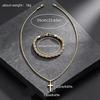 Temu Stainless Steel Hip Hop Cross Pendant Necklace & Bracelet Set